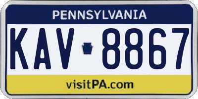 PA license plate KAV8867