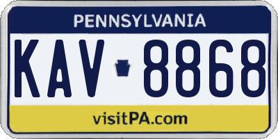 PA license plate KAV8868