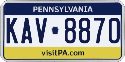 PA license plate KAV8870