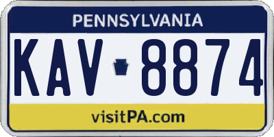 PA license plate KAV8874