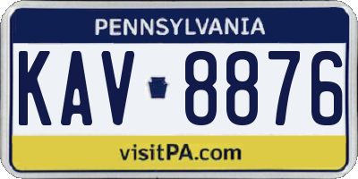 PA license plate KAV8876
