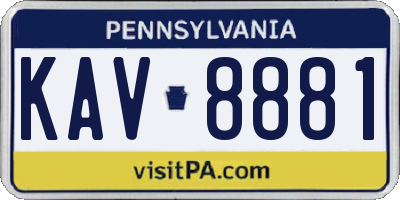 PA license plate KAV8881