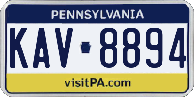 PA license plate KAV8894