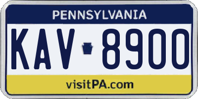 PA license plate KAV8900