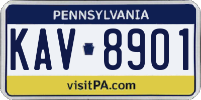 PA license plate KAV8901