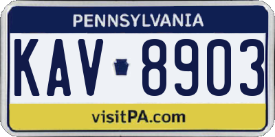 PA license plate KAV8903