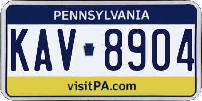 PA license plate KAV8904