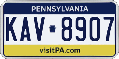 PA license plate KAV8907