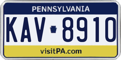 PA license plate KAV8910