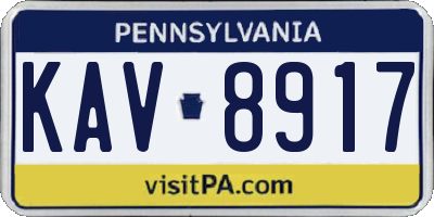 PA license plate KAV8917