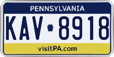 PA license plate KAV8918
