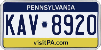 PA license plate KAV8920