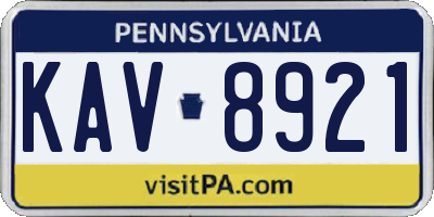 PA license plate KAV8921