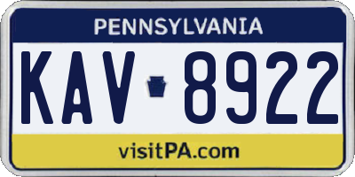 PA license plate KAV8922