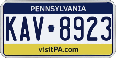 PA license plate KAV8923