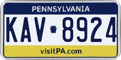 PA license plate KAV8924