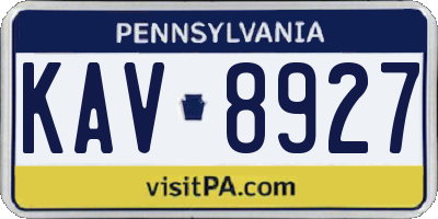 PA license plate KAV8927