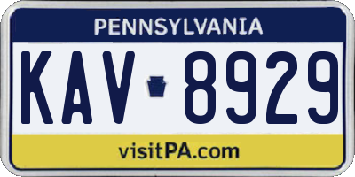PA license plate KAV8929