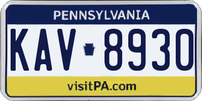 PA license plate KAV8930