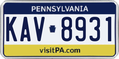 PA license plate KAV8931