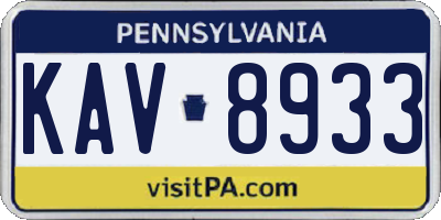 PA license plate KAV8933