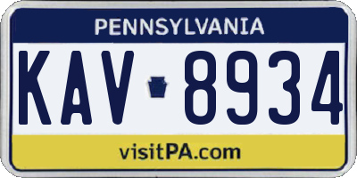 PA license plate KAV8934