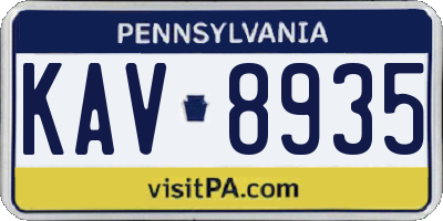 PA license plate KAV8935