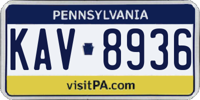 PA license plate KAV8936