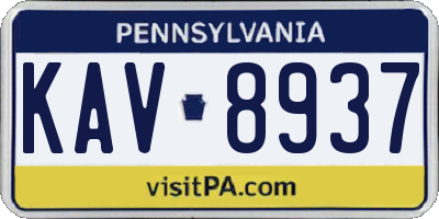 PA license plate KAV8937
