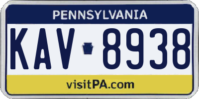 PA license plate KAV8938
