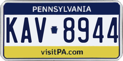 PA license plate KAV8944