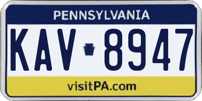 PA license plate KAV8947