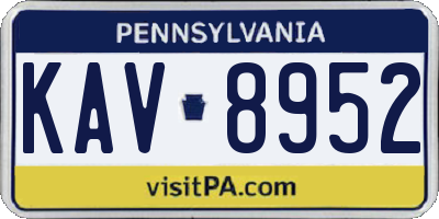 PA license plate KAV8952