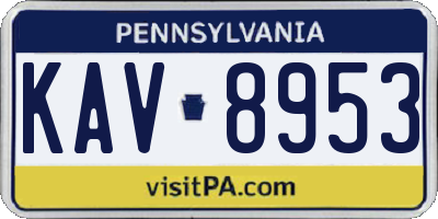 PA license plate KAV8953