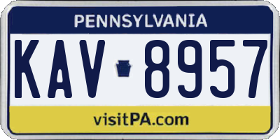 PA license plate KAV8957