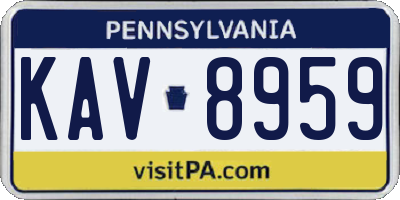 PA license plate KAV8959