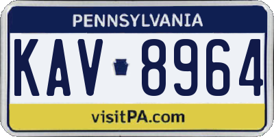 PA license plate KAV8964