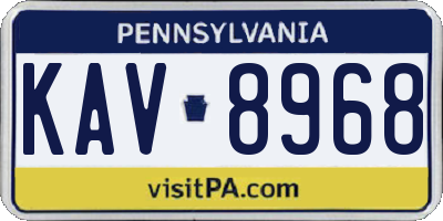 PA license plate KAV8968