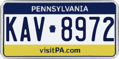 PA license plate KAV8972