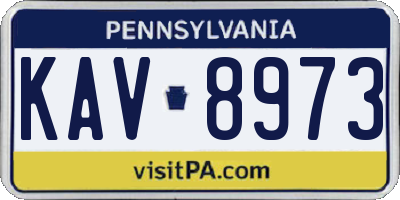 PA license plate KAV8973