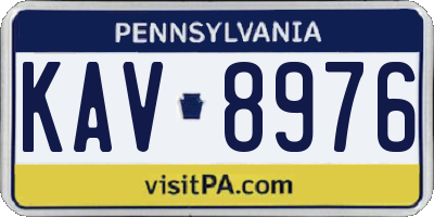 PA license plate KAV8976