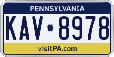 PA license plate KAV8978