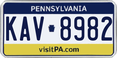 PA license plate KAV8982
