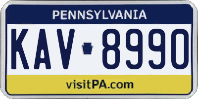 PA license plate KAV8990