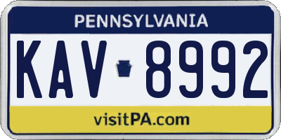 PA license plate KAV8992
