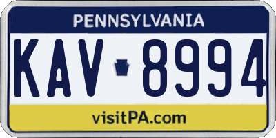 PA license plate KAV8994