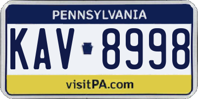 PA license plate KAV8998