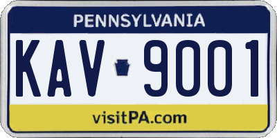 PA license plate KAV9001