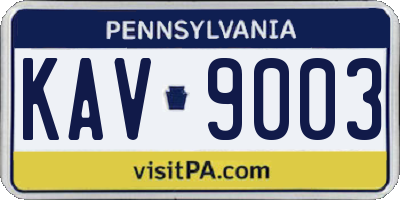 PA license plate KAV9003