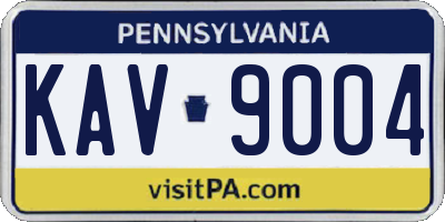 PA license plate KAV9004